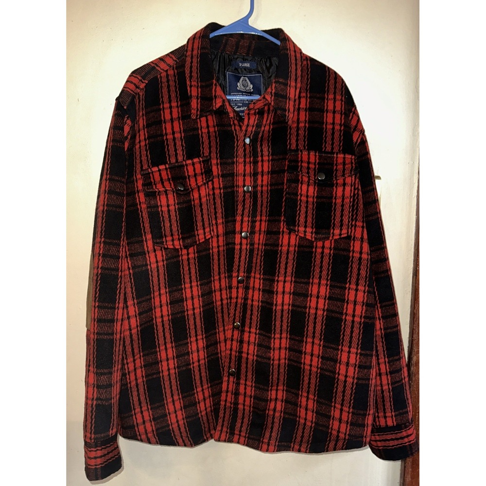 American Rag Wool Blend Shirt Jacket Quilted Plaid Elbow Patch XL Boho Grunge